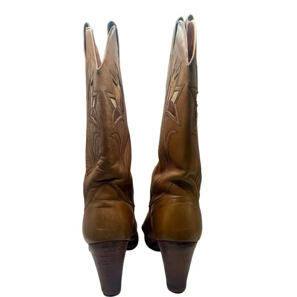 Dan Post vintage floral detail leather western boots size 7.5